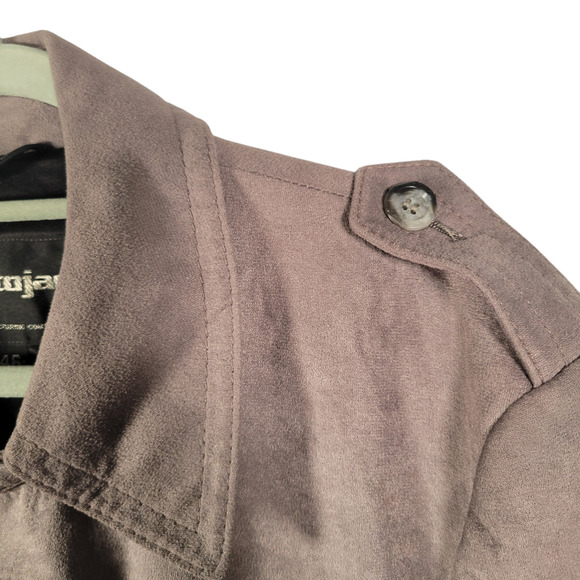 Vintage 80s Stratojac StratoSuede Overcoat Mens 46 XL Faux Suede Gray Trench USA - Picture 13 of 15